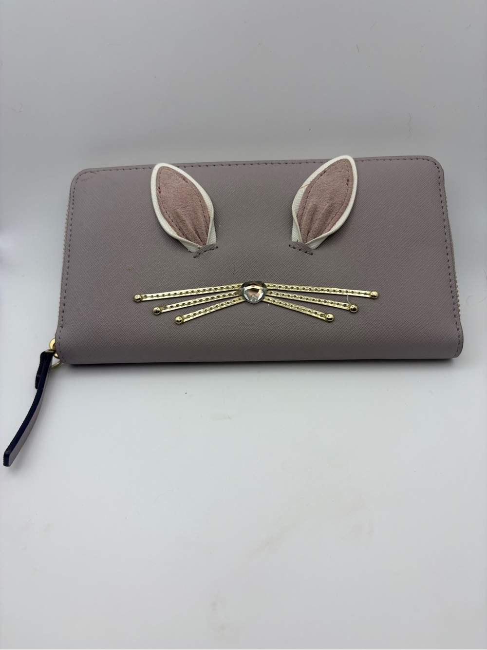 kate spade rabbit hop to it zip-around wallet with ears and tail. NWT